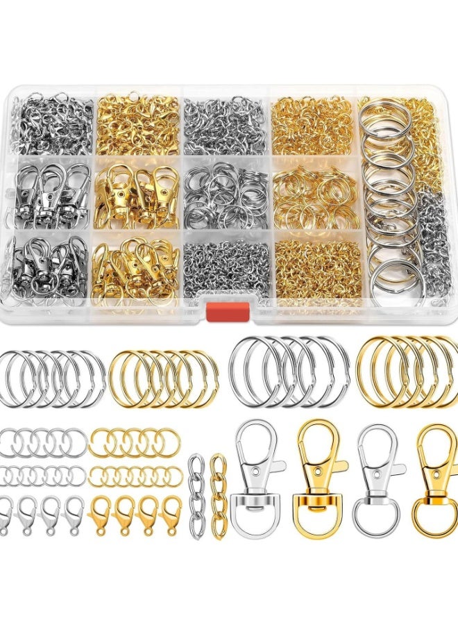 Capstro 990 Pcs Iron Chain & Jewelry Findings Craft Kit – Key Rings, Jump Rings, Lobster Clasps, Extension Chains & Keychain Clips for DIY Jewelry Making - Image 1